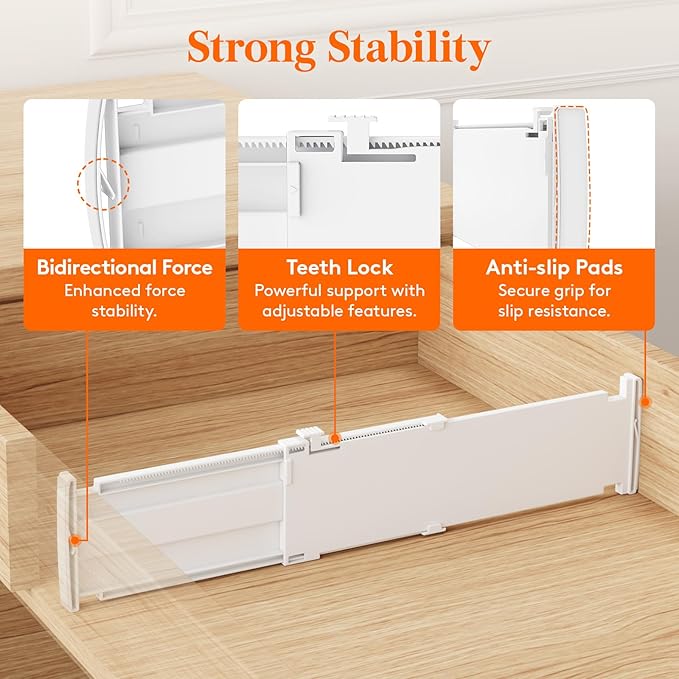 Lifewit 4" High 9 Pack Drawer Dividers, 35 –55cm/13.8-22.5" Drawer Divider for Clothes, Adjustable Dresser Drawer Organizers, Plastic Drawers Separators for Clothes, Bedroom, Bathroom, Kitchen, Office