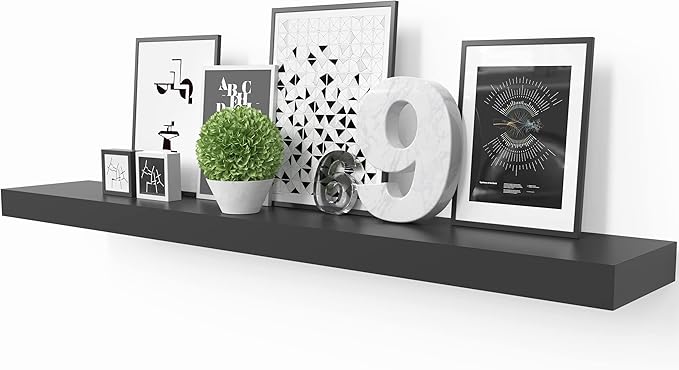 Ballucci Floating Shelf, 36" Wood Wall Shelf with Invisible Brackets for Bathroom, Living Room, Bedroom, Kitchen, Nursery, 6" Deep, Black