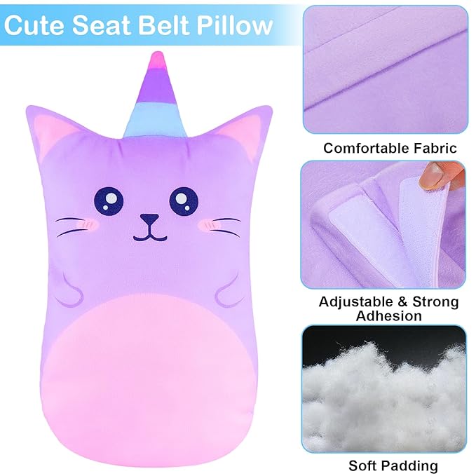 FIODAY Seatbelt Covers for Kids Car Seat Strap Pads Seat Belt Pillow Adjust Seat Belt Covers Seatbelt Cushion for Toddler Baby Boys Girls Travel Head Neck Shoulder Support,Purple