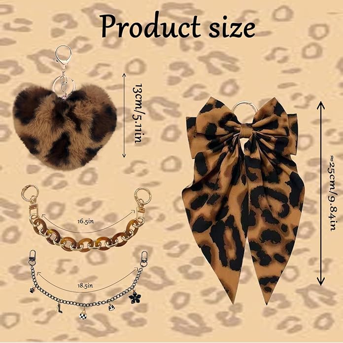 CuddleJunk Bag Charms for Tote Bags, Satin Bow Keychain Kit Accessories for Yeti Camino, Fluffy Ball Gold Chains Charms for Women Purse Beach Handbag