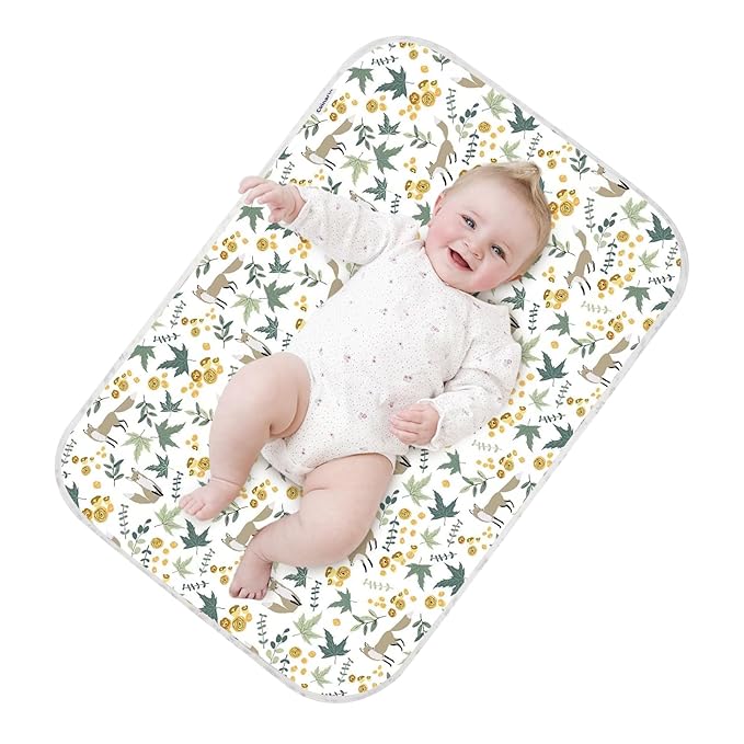Coinarin Baby Diaper Changing Pad – 31.5" x 21.5" Extra Large Waterproof Absorbent Portable Changing Mat, Reusable Changing Pad Liner for Travel or at Home Use(Fox)
