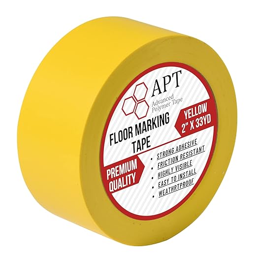 APT, Multi Color Marking Tape, Premium Safety Marking and Dance Floor Splicing Tape, 6 mil Thick (Yellow, 1 Roll)