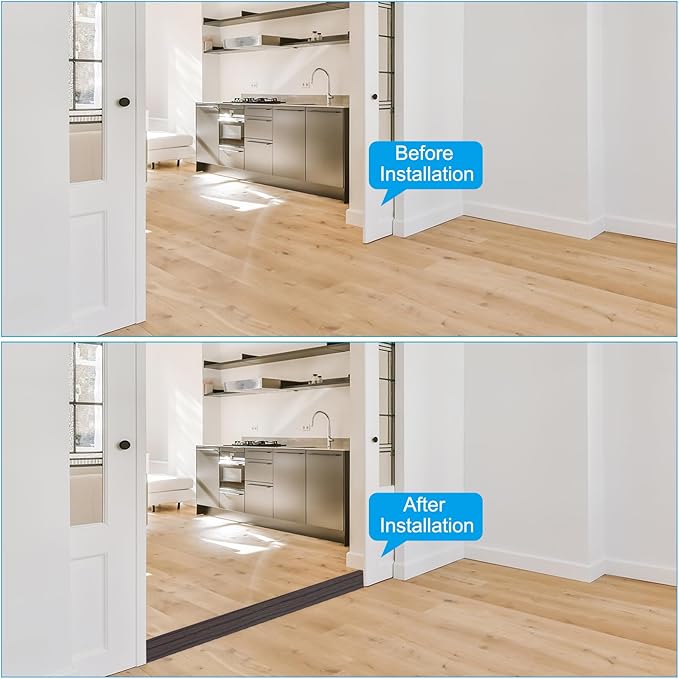 PATIKIL Self Adhesive Floor Transition Strip 20 ft x 2" Vinyl Flat Divider Flooring for Joining Floor Gaps Carpet Transition Floor Tiles, Black Walnut