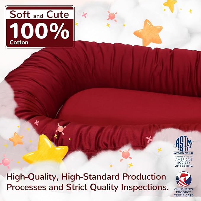 EAQ Baby Lounger, Infant Lounger for Newborn,Portable Baby Nest Cover Breathable & Soft, Newborn Essentials