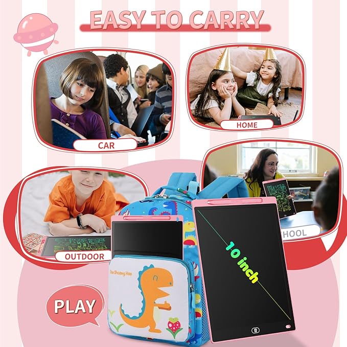 [2 Pieces] LCD Writing Board, 10 Inches, Genialba Colourful LCD Writing Tablet, LCD Writing Tablet, Electronic Tablet, Graphic Tablet for Children's Games 3 4 5 6 7 Years Boys Girls (Purple & Pink)