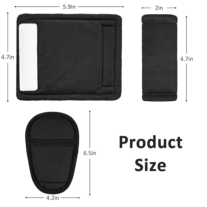 SWESEN Baby Car Seat Strap Covers, 3 Piece Soft Car Seat Strap Shoulder Pads for Baby Girls Boys, Double-Sided Use carseat Straps Covers for Stroller, Car Seats, Pushchair, Black
