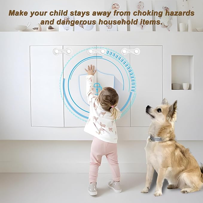 Child Proof Cabinet Locks-(10-Pack) - Child Locks For Cabinets And Drawers,Easy To Install (No Drilling) For Drawers, Cabinet Seat, Toilet Seat, Fridge, Oven, Appliances