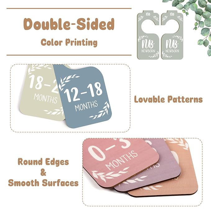 Wooden Baby Closet Dividers for Baby Clothes Organizer,Colorful Baby Closet Organizer For Nursery Decor,Baby Clothes Dividers For Closet Size Hangers for New Mom Dad Parents
