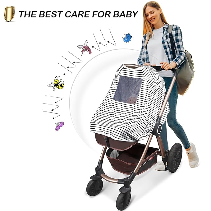 Baby Nursing Cover & Nursing Poncho - Multi Use Cover for Baby Car Seat Canopy, Shopping Cart Cover, Stroller Cover, 360° Full Privacy Breastfeeding Coverage, Baby Shower Gifts for Boy&Girl