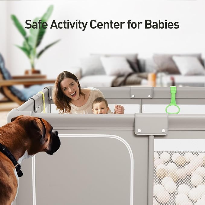 ZEEBABA Baby Playpen, Big Play Pen for Babies(59x59x27inch), Kids Safe Play Center for Babies and Toddlers, Baby Fence Gives Mommy a Break