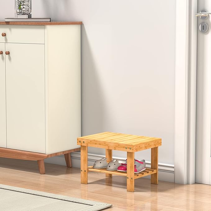 Wooden Step Stool for Kids Adults Small Wood Shower Foot Rest Stool Shaving Legs Potty Stool for Bathroom Sink Bed Kitchen