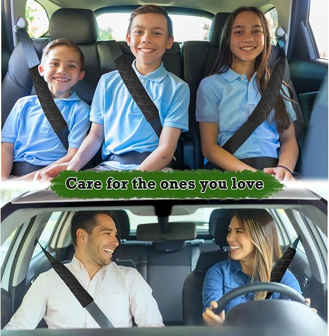 Car Seat Belt Cover Pad, 5 Pack, Seatbelt Covers for Car Accessories, Soft Material, Car Seat Strap Pads, Black 10.63 inches, Universal Fit for All Vehicles, Comfort for neck shoulders (5-Black)