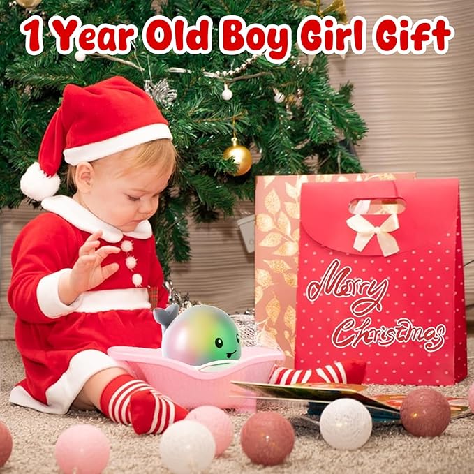 Gigilli Baby Bath Toys, Bath Toys for Kids Ages 1-3, 1 2 3 Year Boy Girl Valentines Gifts for Babies 6-12-18 Months, Light Up Whale Bath Toy Sprinkler Toddler Birthday Bathtub Fountain Pool Water Toy