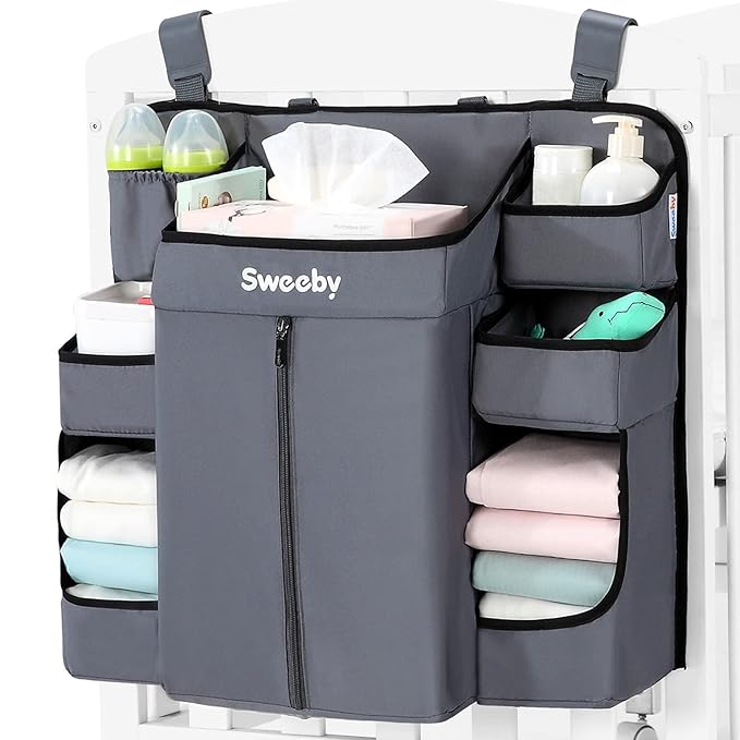 Diaper Organizer for Changing Table and Crib Diaper Stacker Nursery Organizers for Cribs Hanging Diaper Caddy Organizer for Baby Essentials