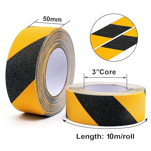 BOMEI PACK Anti Slip Traction Tape,2 Inch x 33 Ft,Heavy Duty Non Slip Tape,Grip Tape for Stairs, Tread Step, Indoor & Outdoor Use,Waterproof Stairs Non Skid Treads (Yellow and Black)