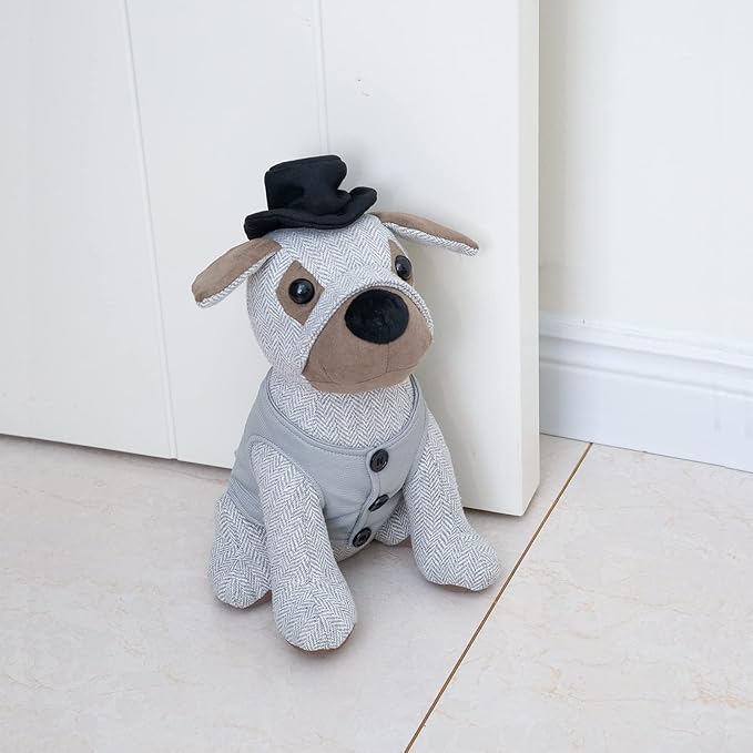 Marwood Cute Door Stopper Decorative Door Stops for Home and Office, Gentleman Dressed Dog Weighted Interior Doorstop Fabric Stuffed Animal Door Stopper Floor Decorative