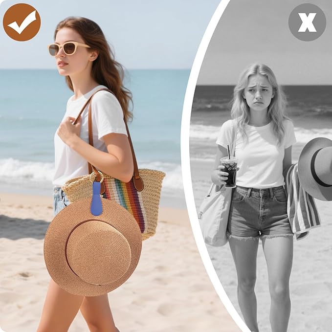 Magnetic Hat Clip for Travel - 1Pc Navy Silicone Magnetic Clips Hat Holder for Bags, Purses, Luggage & Beach Hats - Secure Hats Organizer Hook Clip for Totes, Vacation Essentials (1Pc Navy)
