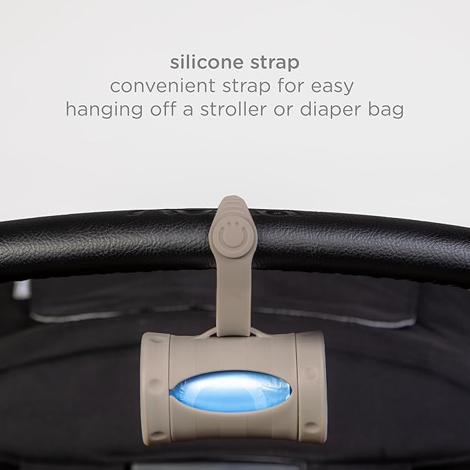 Ubbi Retractable On-the-Go Bag Dispenser for Baby Travel,Diaper Bag Accessory Must Have for Newborns,Helpful Baby Accessory,Taupe,(Pack of 12)