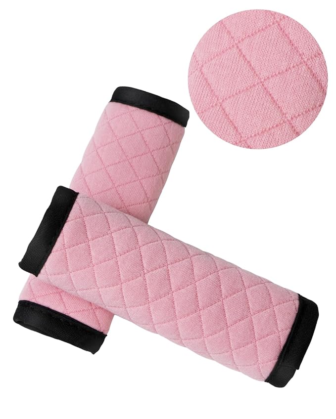 Car Seat Belt Pads 2 Pack for Baby Kids, Soft Reversible Car Seat Shoulder Strap Cover Pads, Seat Neck Strap Covers for Stroller, Carrier, Pushchair - Pink
