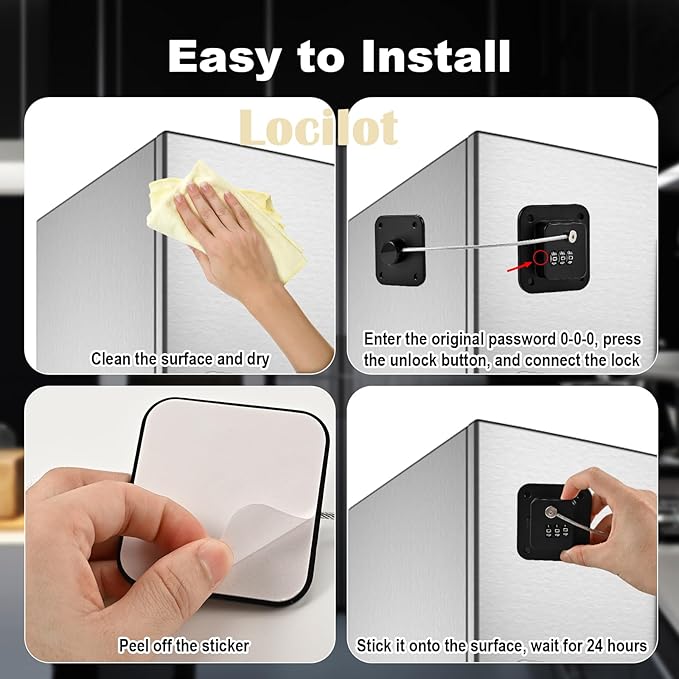 Locilot 3 Pack Fridge Lock for Kids, Traceless Refrigerator Lock for Adults, Child Proof Cabinet Locks Baby Proofing, Drawer Freezer Locks for Fridge Refrigerator (Black)