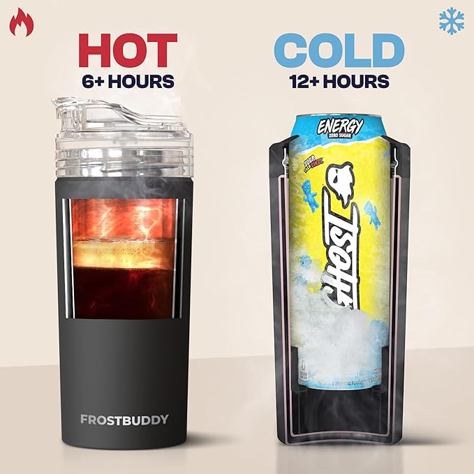 Universal Buddy XL Can Cooler by Frost Buddy - Fits 12-ounce, 16-ounce, 20-ounce, and 24-ounce Cans and Bottles - Keep Your Drinks Refreshingly Chilled for over 12 hours. (Coral Crush)