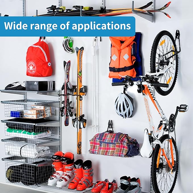 GeeWatom 2 Pack Garage Storage Utility Hooks，Garage Garden Tool Organizer，Steel Wall Mount Hooks, Garden Small U Hooks (Type O-Black)
