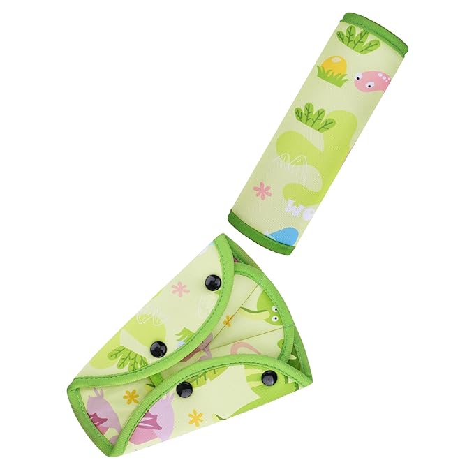 COOLBEBE Kids Seat Straps Cover Pad, Child Shoulder & Belly Comfort Cushion Set, Universal Seat Strap Cover for Booster, Strollers, High Chairs, Green
