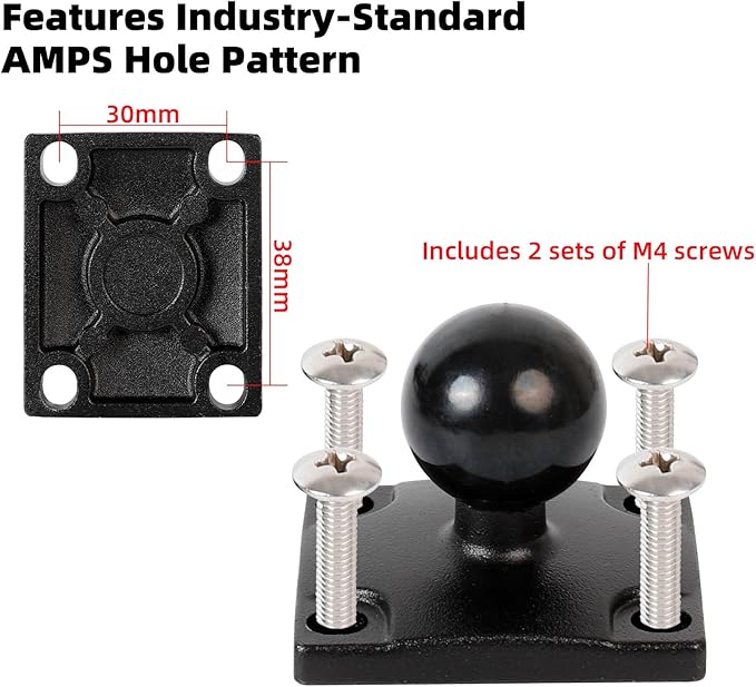FPN Universal Phone Mount Holder for Car, Truck, Boat - Vibration Dampener, Aluminum AMPS Square Base, Medium Arm, 1s Quick Lock/Release, Camera Friendly, Fits 4.7-7.2" Smartphones