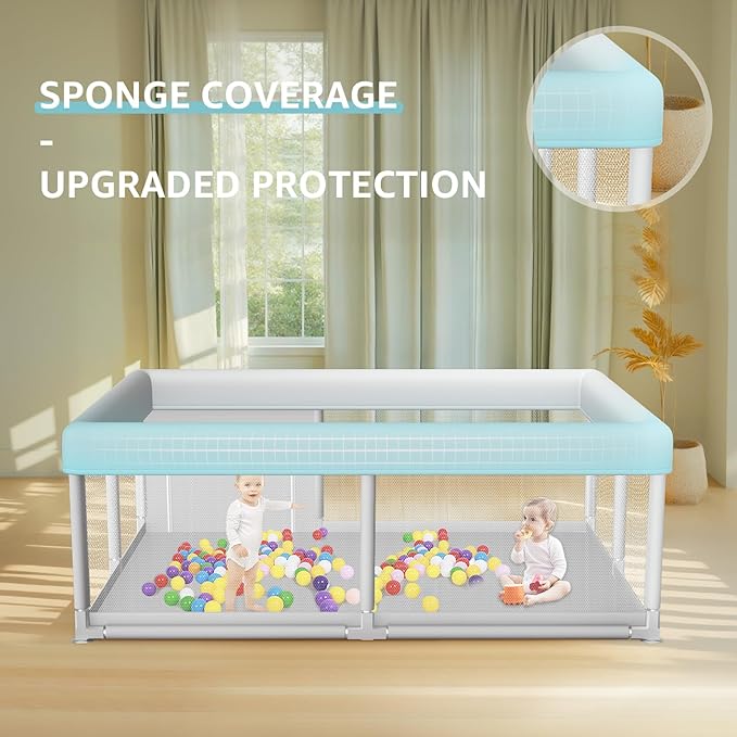Large Baby Playpen 65x50 Inch, PlayPen for Babies and Toddlers, Sturdy Safety Play Yard for Indoor & Outdoor with Zipper Gate
