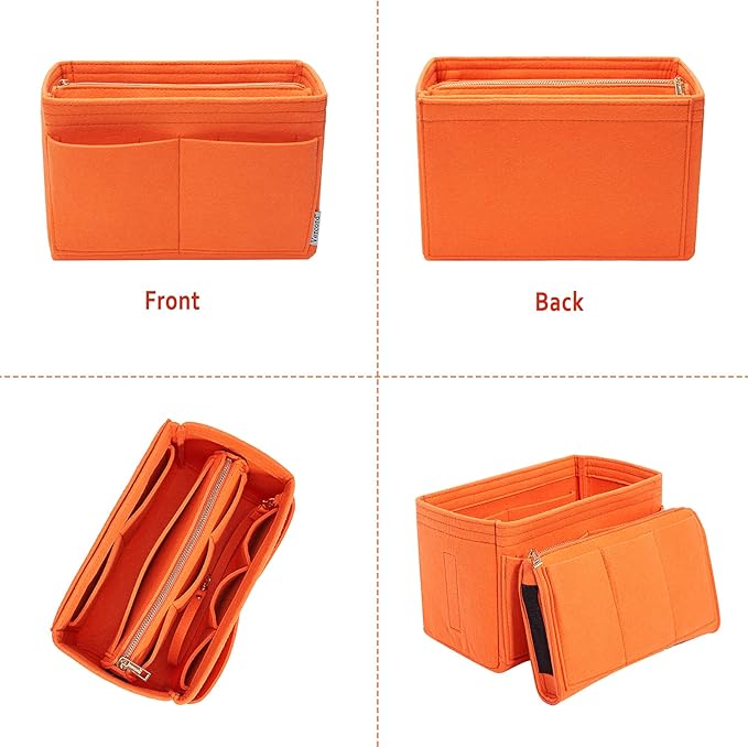 Vercord Felt Organizer Insert For Purse Handbag Tote Bag In Bag Inside Shaper Divider Neo Orange Small