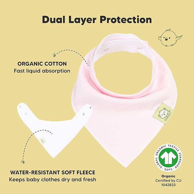 KeaBabies 8-Pack Organic Baby Bandana Bibs for Girls - Super Absorbent Triangle Baby Bibs for Drooling and Teething Infant, 100% Cotton Extra Soft for Newborn, Infant 0-36 Months (Muted Pastel)