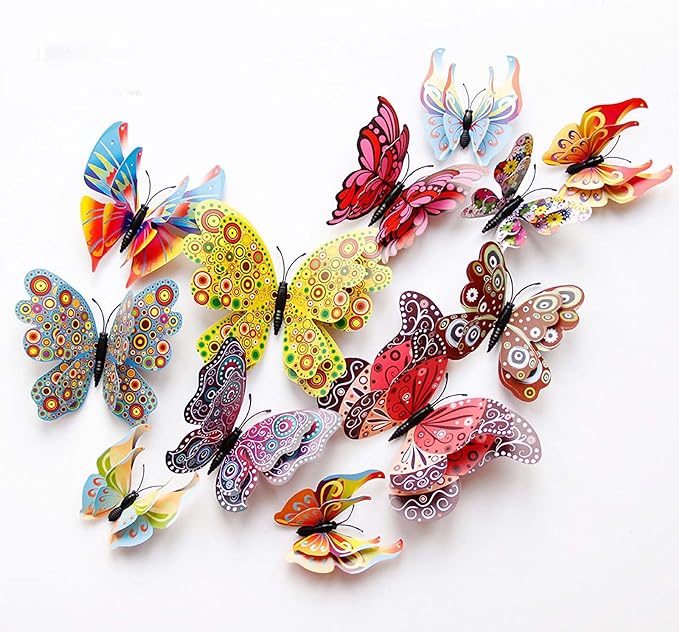 OPSEAM Butterfly Wall Decor 24/48 PCS, 3D Butterflies Stickers for Party Decorations with Magnets (Circl, 48)