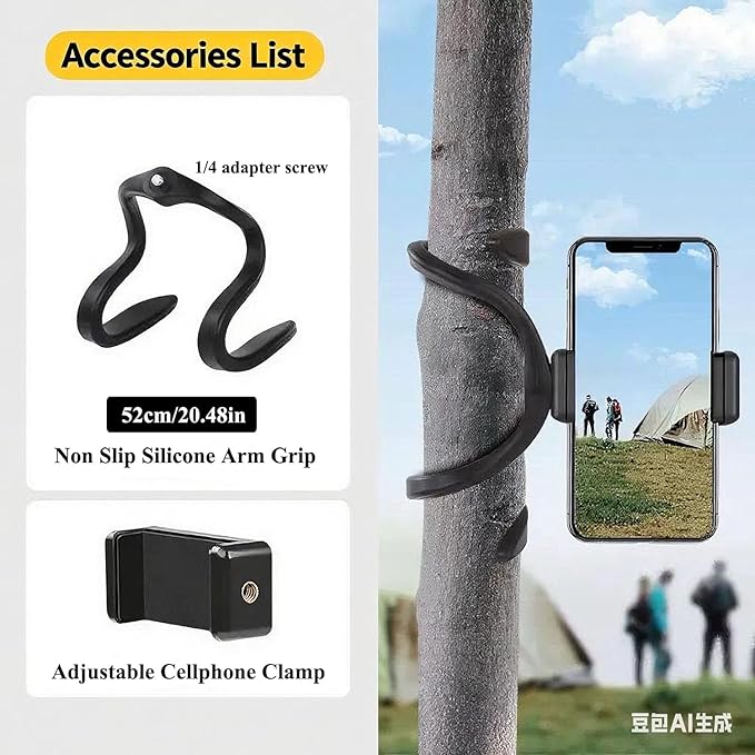 Universal Silicone Phone Holder for Strollers, Bikes, Wheelchairs&Fitness Equipment-Clamp with Non Slip Silicone Arm Grip, Portable Cell Phone Holder Stand