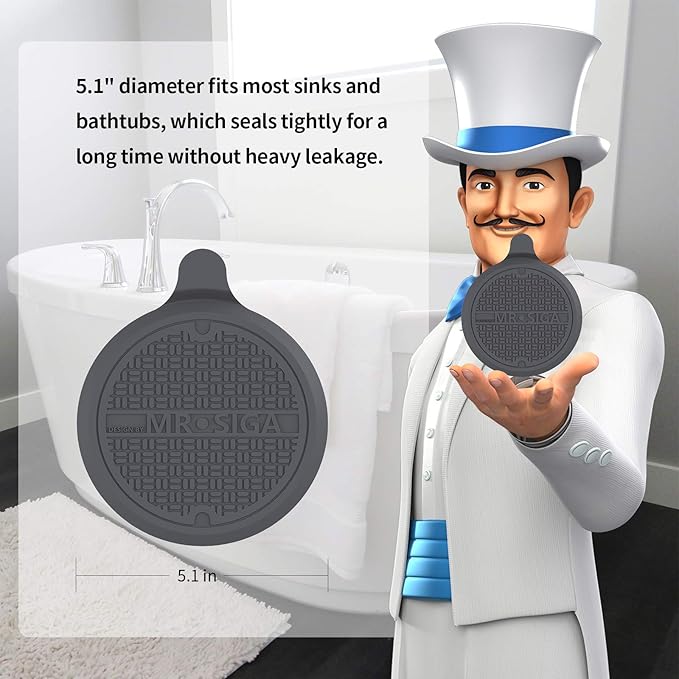 MR.SIGA Silicone Bathtub Stopper, Drain Stopper for Shower, Sink, 5.1" Diameter, 3 Pack
