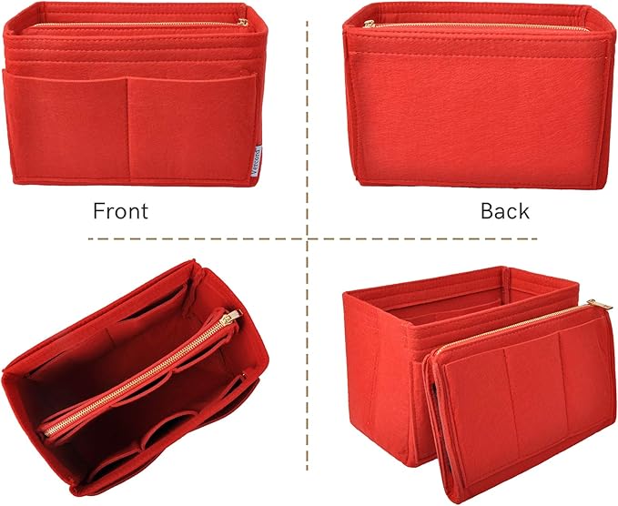 Vercord Felt Organizer Insert for Purse Handbag Tote Bag in Bag Inside Shaper Divider Neo Red Small