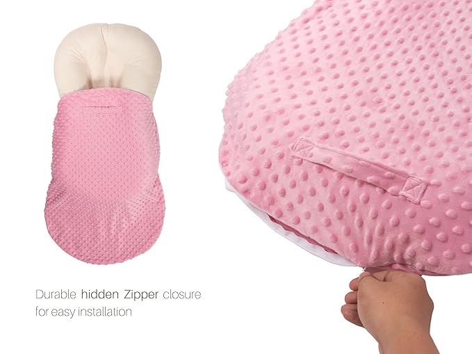 Mila Millie Water Resistant Removable Cover for Newborn Lounger | Minky Sensory Touch Slipcover for Baby Floor Seat | Premium Quality Soft Wipeable Fabric | Hypoallergenic (Blush)