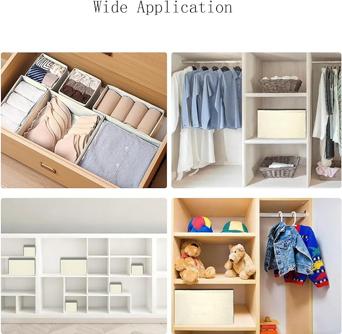 COSDACE Drawer Organizer Clothes,12Pcs Dresser Drawer Organizers Foldable Closet Organization and Storage Dividers for Underwear, Sock, Baby Closet Organizer (Beige)