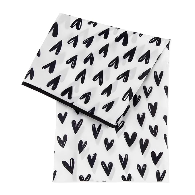 Bumkins Baby Splat Mat for Under High Chair, Babies Toddlers Eating Mess Mat, Waterproof Reusable Cloth for Arts and Crafts, Playtime Mat for Kids, Floors or Tables, Fabric 42inx42in, Black Hearts