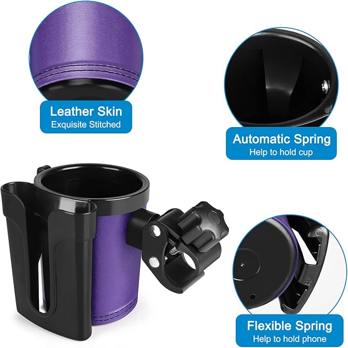 Accmor Stroller Cup Holder with Phone Keys Holder, 3-in-1 Universal Cup Holder, Drinks Bottle Holder for Stroller, Bike, Wheelchair, Walker, Scooter