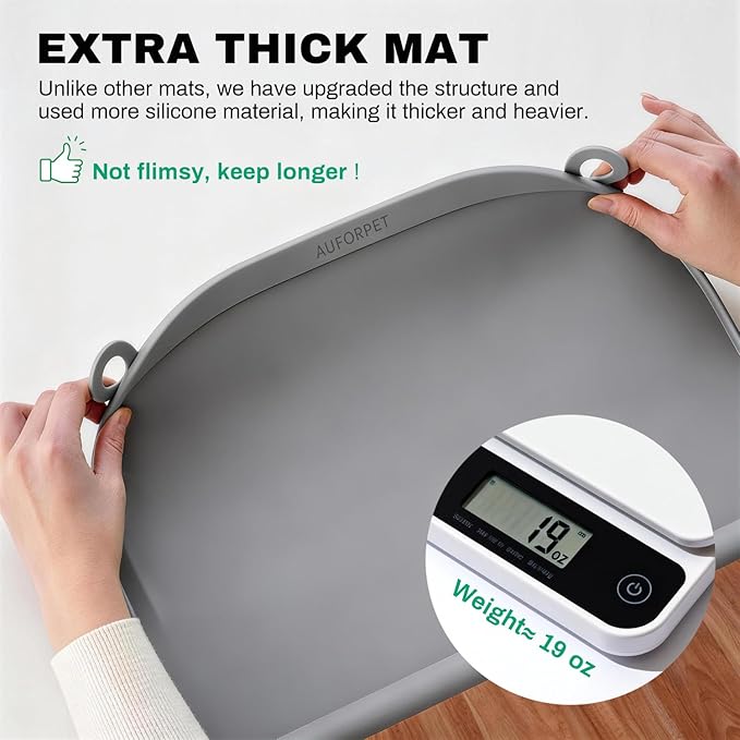 Large Silicone Suction Mat, 17" x 12" Thick Mats with Edge-Bumper, Raised Edge Leakproof, Non-Slip for Kids Toddler Baby Essentials Table Placemat, Restaurant Eating, Plates, Art, Craft & Painting