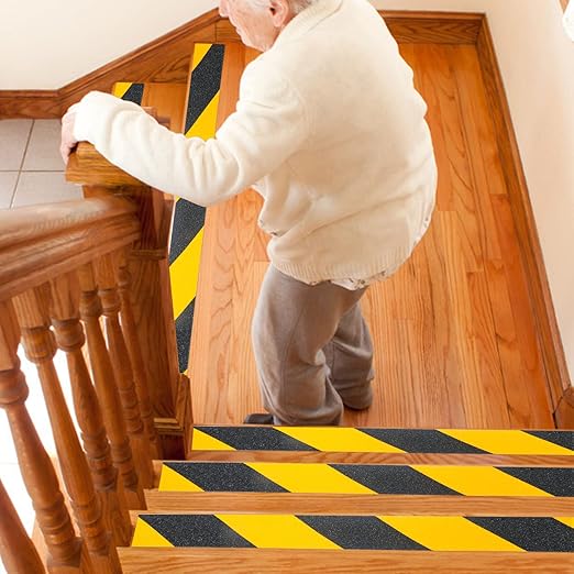 BOMEI PACK Anti Slip Traction Tape,2 Inch x 33 Ft,Heavy Duty Non Slip Tape,Grip Tape for Stairs, Tread Step, Indoor & Outdoor Use,Waterproof Stairs Non Skid Treads (Yellow and Black)