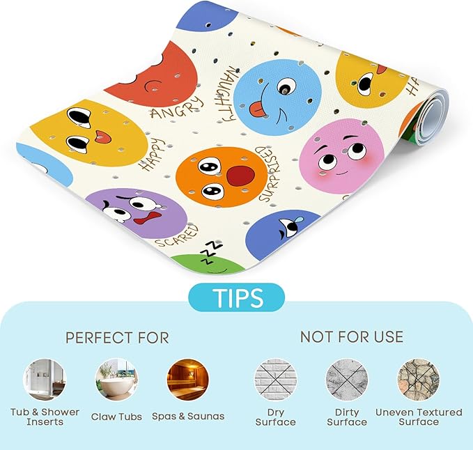 SHUCHING Baby Bath Mat for Tub Non Slip-40 X 16Inch, Kids Bathtub Mat Anti Slip, Toddler Long Shower Mat for Bathroom Mold Free, Machine Washable