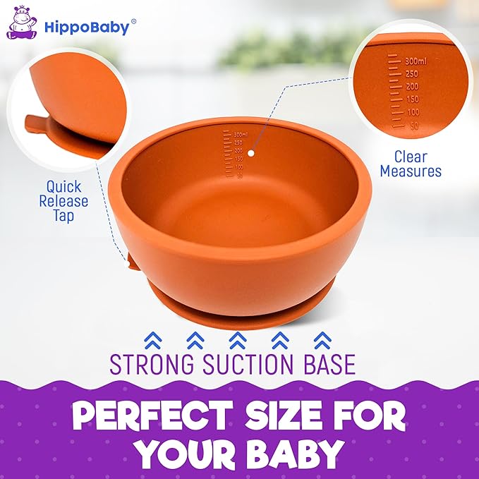 6 Piece Baby Bowls With Suction and Lids | Toddler Bowl Set with 1 Bowl, 1 Bib, 2 Baby Spoons, 1 Large Spoon, 1 Large Fork, Baby Feeding Essentials (1, Autumn)