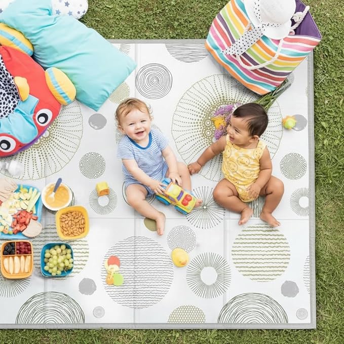 Baby Play Mat, 79x70 Inch Foldable Play Mats for Babies and Toddlers, Extra Large Play Mat, Anti-Slip Crawling Mat for Floor, Reversible & Waterproof Foam Floor Mat, Baby Foam Playmat for Tummy Time