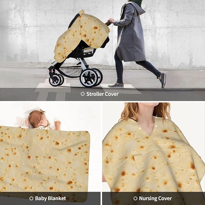 Burrito Taco Tortilla Car Seat Cover Baby Stuff Western Infant Carseat Covers Baby Girl Highland Car Seat Canopy Boy Winter Multi Use Nursing Cover for Newborn Carseat Canopy Nursing Covers
