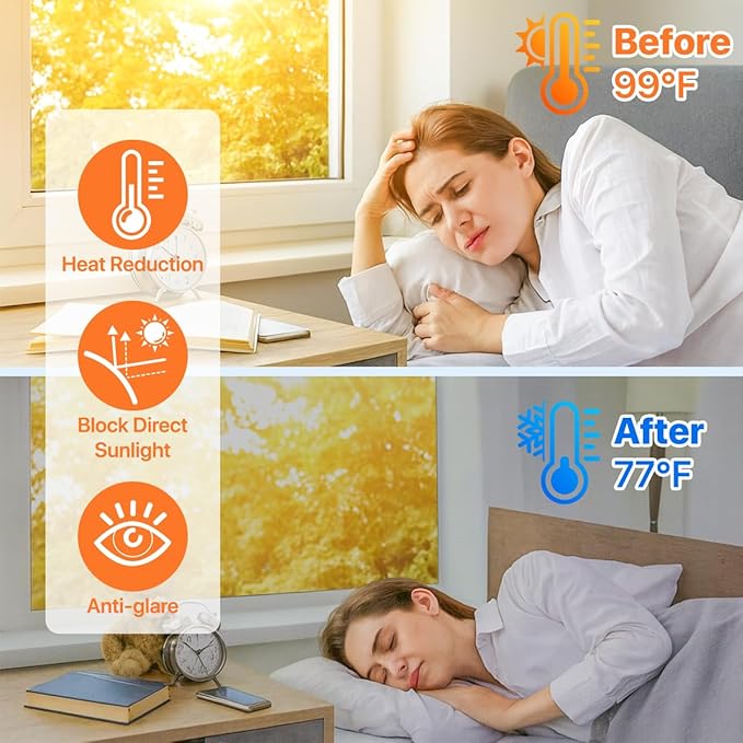 Bloss One Way Privacy Window Film, Privacy Film for Glass Windows, Self-Adhesive Window Tint for Home & Office, Heat Insulating & UV Blocking Mirror Glass Wrap(35.4" x 78.7"/Silver)