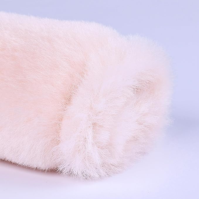 Amooca Soft Faux Fur Universal Fit Seatbelt Cover Car Truck SUV Airplane Seat Belt Shoulder Pad for Carmera Backpack Straps Neck Cushion Protector 2 Pack 10.5in Nude Pink