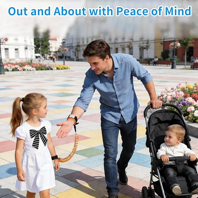 8.2Ft+4.92Ft Child Safety Harness Leash with Lock & Reflective Straps -2 Pack Anti Lost Walking Reins for Toddlers, Kids in Shopping, Airport, Zoo & Theme Park (Blue+Orange)