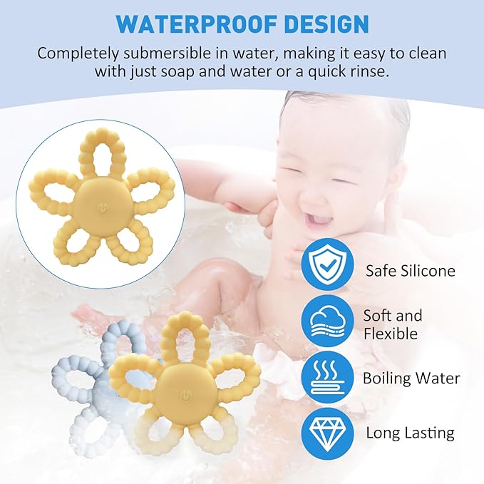 Vibrating Teether for Baby, Sensory Chew Toys for Autistic Children & Teething Toys for Babies, USB Chargeable & 3X Vibration Setting Travel Essential Gift for Kids with Autism Toddler