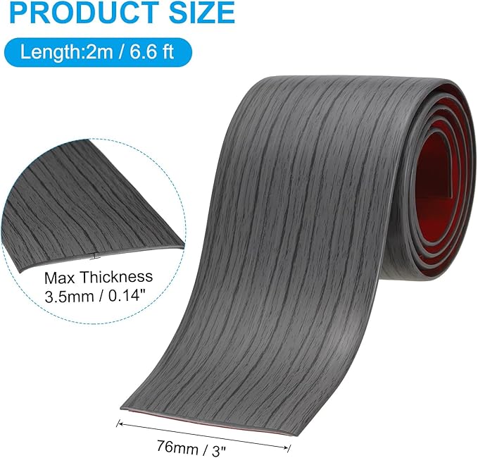 PATIKIL Self Adhesive Floor Transition Strip 3 in x 6.6 Ft, Vinyl Laminate Floor Flat Divider for Joining Floor Gaps Doorways Carpet Cover Floor Tiles Dark Gray Grain